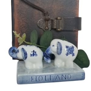 Vintage Handpainted Delft Holland Blue/White Elephant Figure